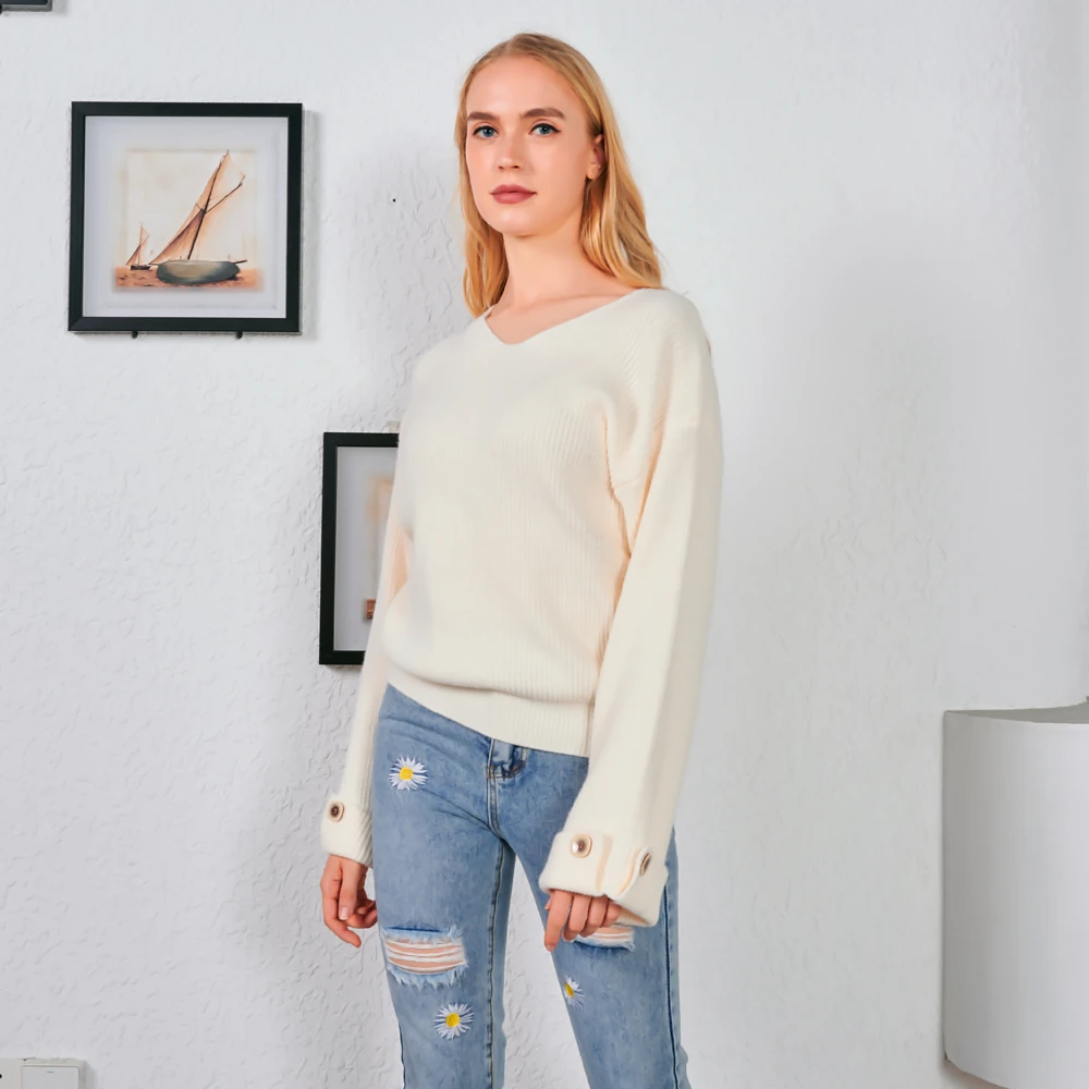 

LTPH 2020Autumn Winter new arrival lazy style woman sweaters Loose V-Neck knitted Simple Office Lady Bottoming pullover sweater