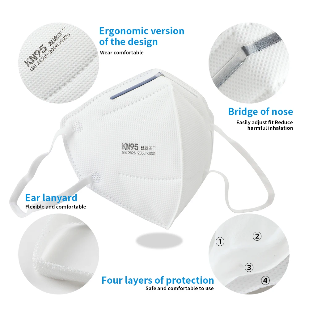 

10 PCS Mouth Mask KN95 Face Corona Disposable Filter Mask Masque PM2.5Dustproof Anti-fog Breathable Face Masks 95% Filtration