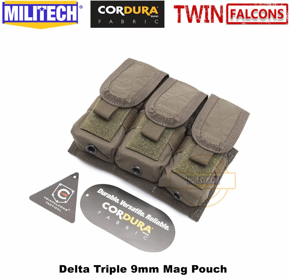 MILITECH TWINFALCONS TW 500D Delustered Cordura Molle Crye CP Delta тройной 9 мм Mag Molle Pouch Magazine Glock Pouch для полиции