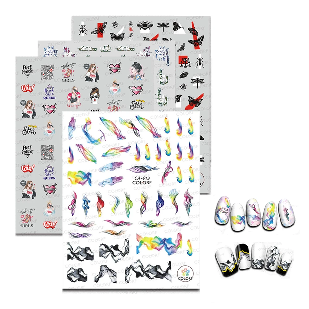 

1pcs Nail Sticker Bee butterfly Sexy Girl 3D Nail Slider Decals Adhesive Manicure Tips Nail Art Decorations 2019 Newest
