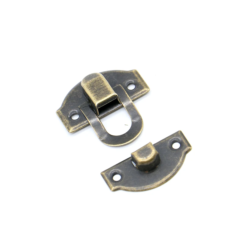 NAIERDI 5PCS Small Antique Metal Hasps Lock For Jewelry Storage Wood Box + 10PCS Antique Bronze Hinges Cabinet Mini Hinge