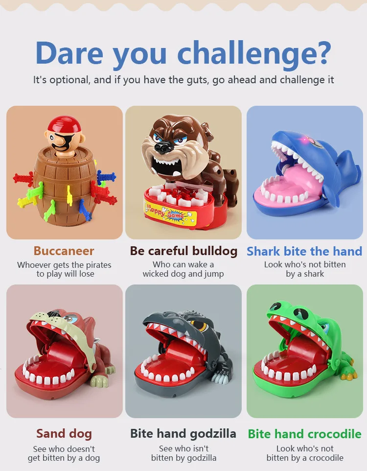 Крокодильская собака акула забавная игрушка креативный Электрический рот укус игра семья вызов игра дети нажимают зубы игрушка пластик укус палец