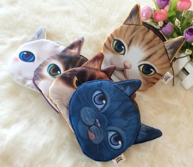 22 цвета, бумажники для монет, кошелек для собак, 3D милый кошелек, сумка, животное, лицо, молния, мини, кошка, собака, портмоне