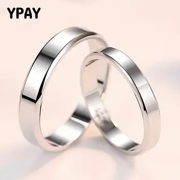 

YPAY 1 PC 100% Real 925 Sterling Silver Simple Smooth Rings for Women or Men Classic Lovers Couple Wedding Ring Jewelry YMR939