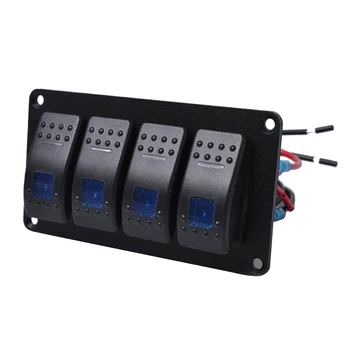

DC 12V-24V Car Boat Modified 4 Gang ON/OFF Rocker Switch 5P W/ Stickers Blue/Orange/Red/Green LED