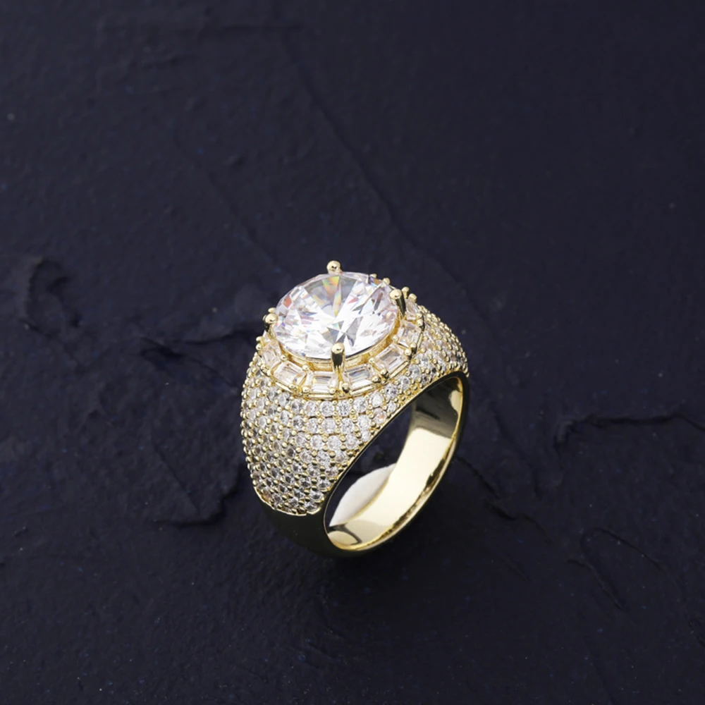 Высокое качество Iced Out Micro Pave CZ камень золото серебро кольцо для мужчин женщин роскошный белый циркон мужской хип хоп ювелирные изделия подарок