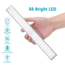 88 светодиодный супер яркий светильник с датчиком движения/тела, Ночной светильник, переносной светильник для шкафа, инфракрасный детектор движения, настенный светильник