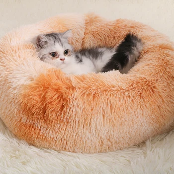 

XS-2XL Round Warm Plush Pet Cat Bed House Waterproof Soft Pet Cat Mat Winter Sleeping Nest Dog Basket Pet Cushion