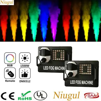 

2pcs 1500W Smoke Machine RGB 24x9W LED Lights DJ Disco Wireless Remote Fogger Ejector Christmas Party Fog Machine Stage Effect