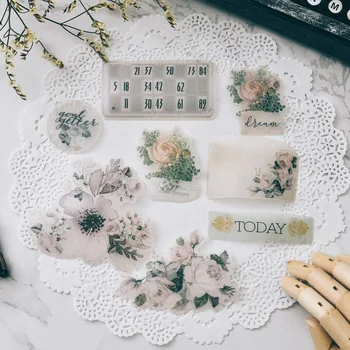 

Hot 45Pcs Vintage Flowers Vellum Paper Sticker DIY Craft Scrapbooking Album Junk Journal Happy Planner Decor Stickers