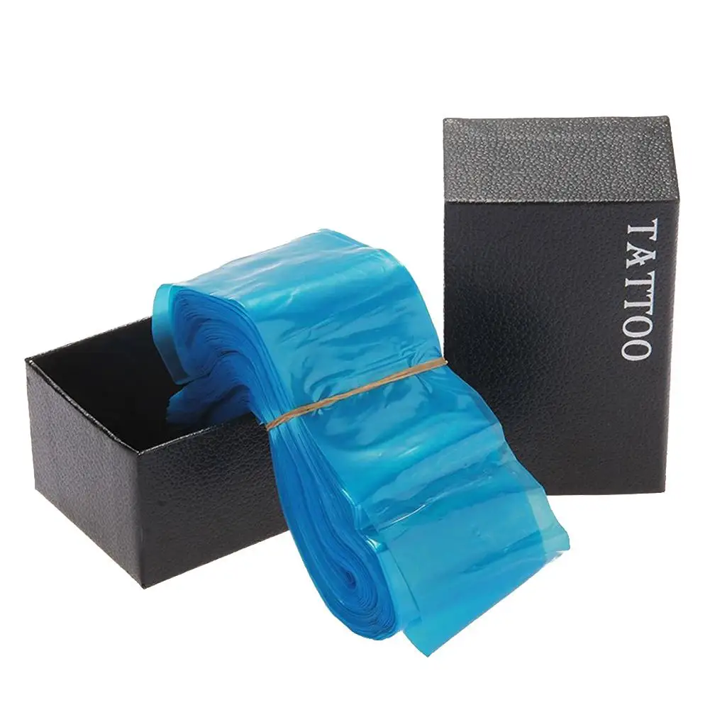 100pcs / pack Tattoo Machine Cable Clip Hook Line Disposable Covers Bag Plastic Blue Sleeve Toiletry Bag Safe Protection Bag