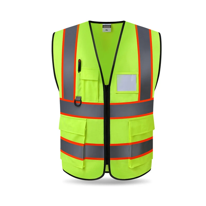 Wide Car Reflective Strips High Visibility Safety Vest with Pockets Construction Breathable Warehouse Vest Men