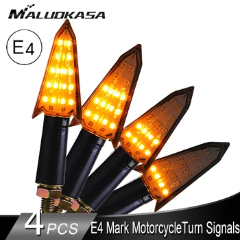 

4PCS Turn Signals Light Motorcycle E4 Mark Built Relay Flowing Water Flashing Light 16LED Blinker Bendable Tail Signal for Honda