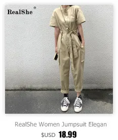 RealShe комбинезон женский элегантный с-образным вырезом с длинным рукавом однотонный бандажный женский комбинезон элегантный осенне-весенний женский комбинезон