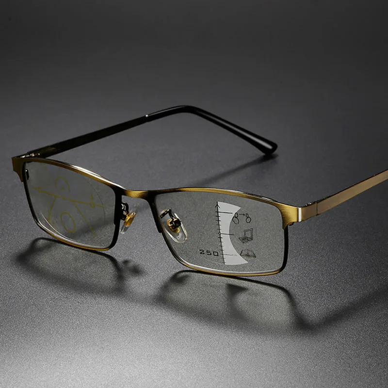 Progresywne wieloogniskowe okulary do czytania mężczyźni oprawki ze