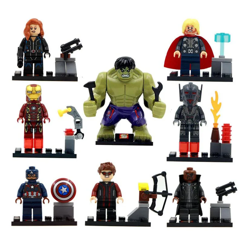 

8pcs Super Heroes Marvel Avengers Military Action Figures Legoings Blocks Toys Deadpool Spider-man Hulk Batman Christmas Gifts