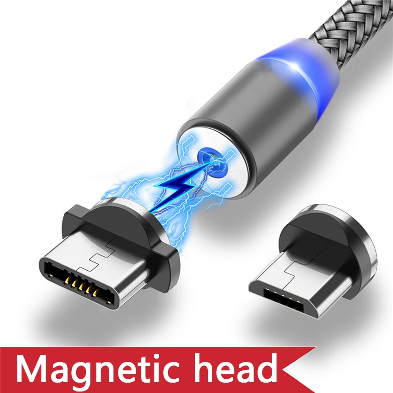 Магнитный USB-кабель для быстрой зарядки 15 В 2 а с ночным освещением плетеный