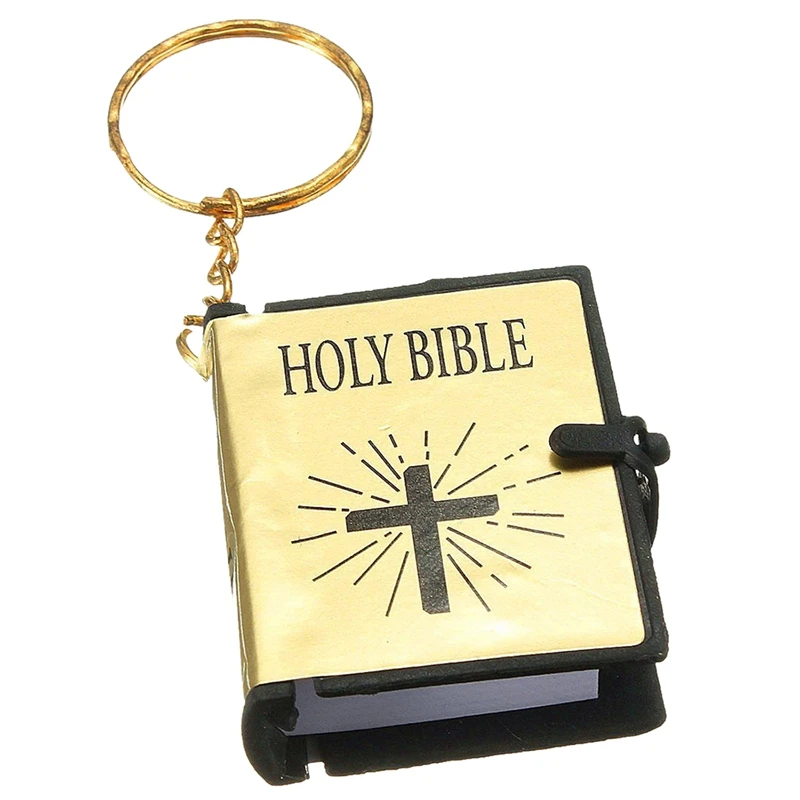 2 шт брелок для ключей из библейской библеи на английском, Христианский подарок, для воскресной школы, золотой с серебром