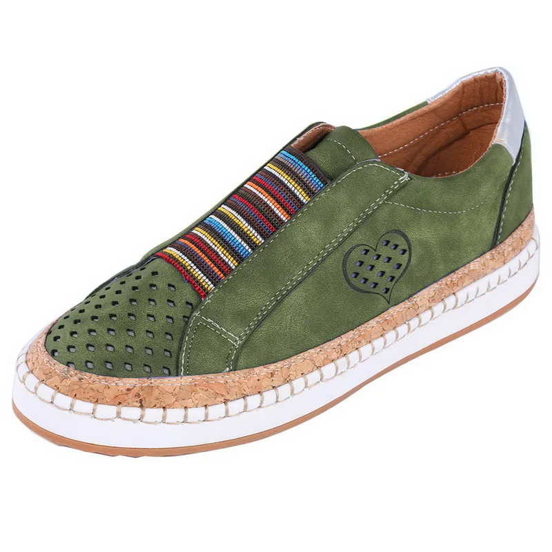 MoneRffi Sneakers Women Vulcanize Shoes Casual Breathable Shoes Female Soft Leather Flats Ladies Sneakers - Цвет: 4-green