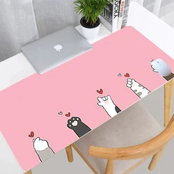 Kawaii mouse pad gamer computador completo grande 900x400 tapete de mesa teclado anime acessórios de jogos rosa bonito gato pata mousepad