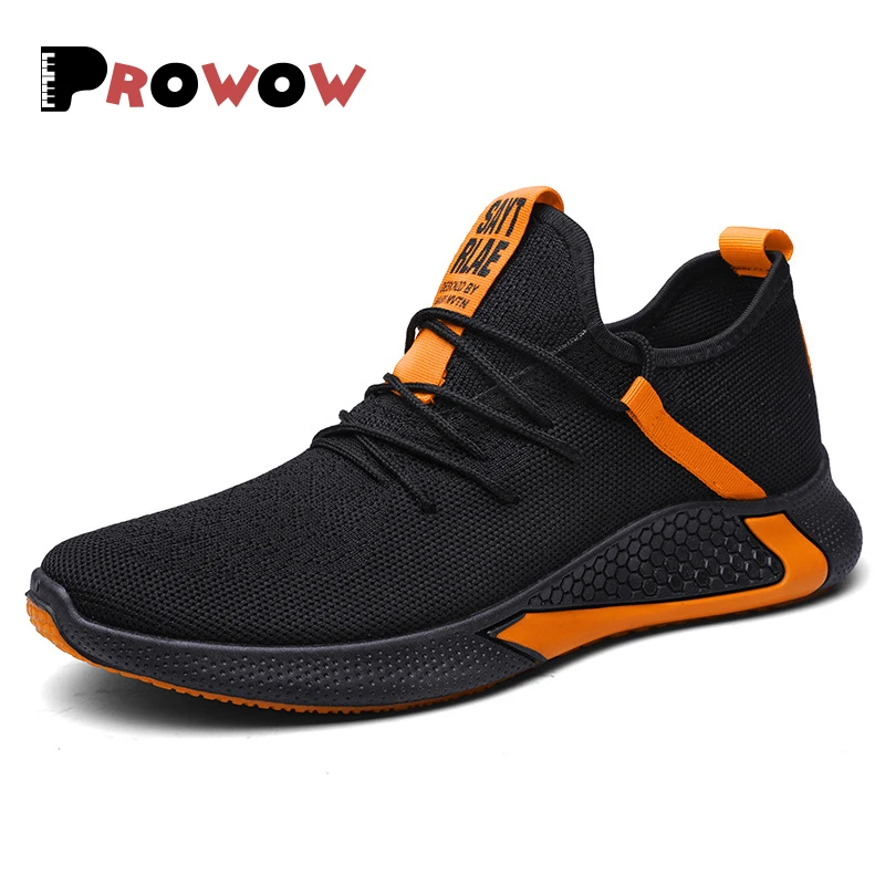 Лидер продаж; мужская повседневная обувь; брендовые кроссовки; Мужские Легкие уличные кроссовки из сетчатого материала; модные вулканизированные кроссовки; zapatillas hombre - Цвет: TI-2Black-Orange