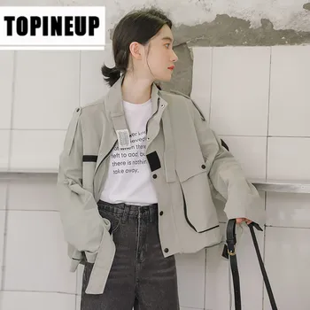 

Spring New 2020 Women's Casual Solid Color Long-Sleeve Zipper Loose bf style pop jacket coat women