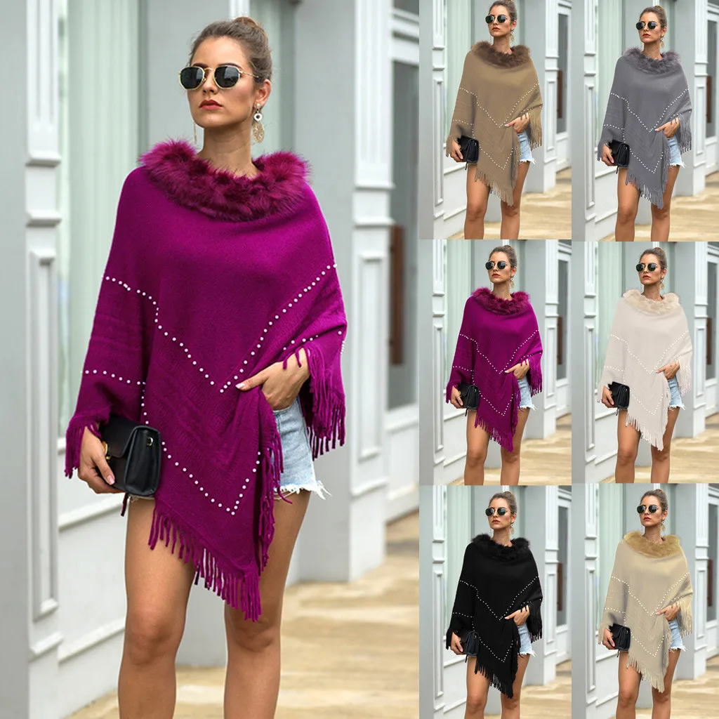 

NEW Fashion Women Winter Knitted Cashmere Poncho Capes Shawl Cardigans Solid Irregular Sweater Cloak Coat Freeship Пальто