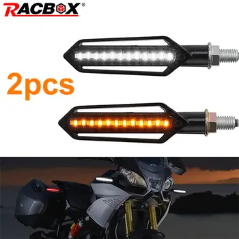 

Universal Motorcycle Turn Signal Light Amber 12LED Flowing Water Flashing Lamp Day Running light White Front rear Red Brake Lamp