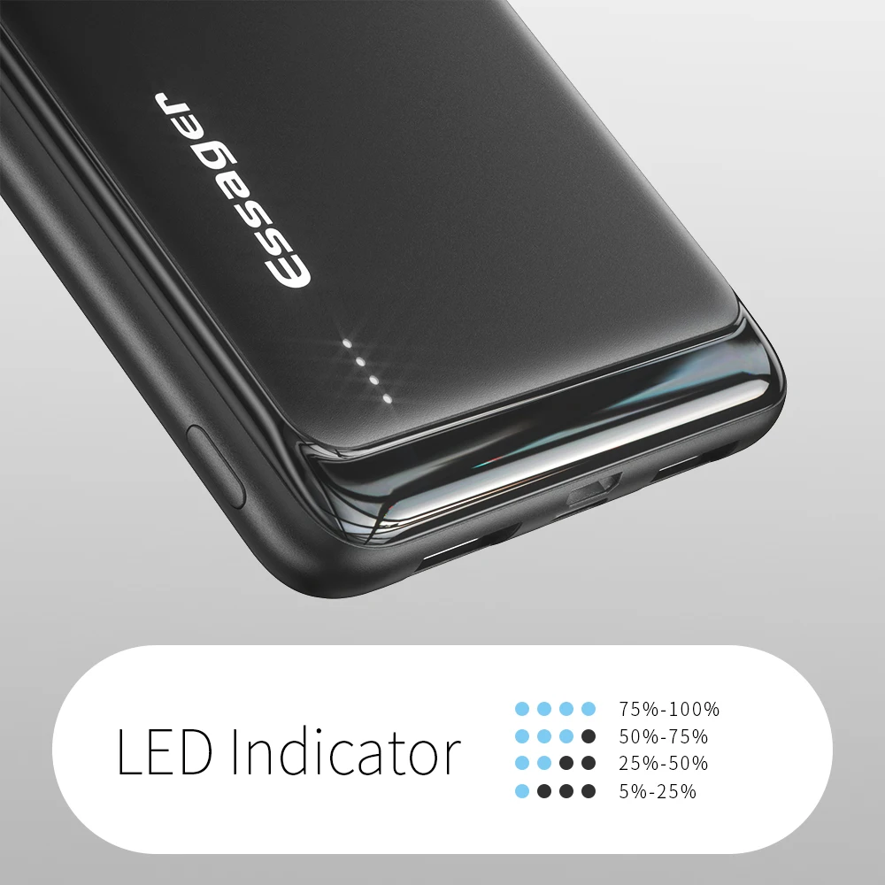 Essager, 10000 мА/ч, внешний аккумулятор, тонкий, USB, 10000 мА/ч, внешний аккумулятор, портативное зарядное устройство для Xiaomi Mi, 3, iPhone, повербанк