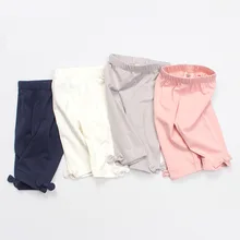 Новинка, стильные летние леггинсы в Корейском стиле с гусеничным бантом, однотонные штаны-капри для маленьких девочек