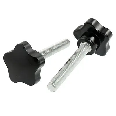 

Spare Part 12mm Male Thread 107mm Height Star Shape Knob 2 Pcs