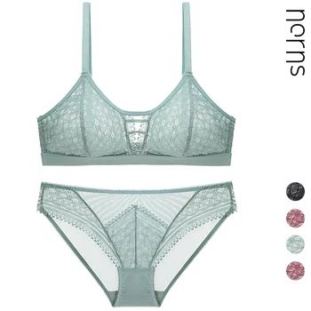 

Norns Comfort Bralette set French Sexy Lace Lingerie Women's Thin Triangle Cup Beauty Back Bra Set Transparent