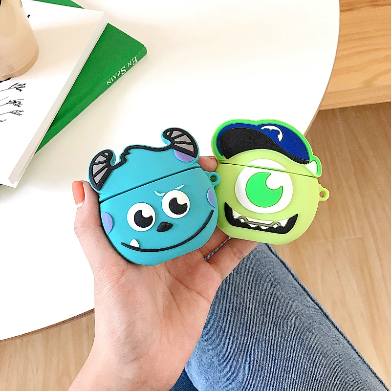 

Hot Soft Silicone case For AirPods case cute big eye Monsters Protective Cover For Apple Airpods 1/2 Headphone Finger Ring Strap