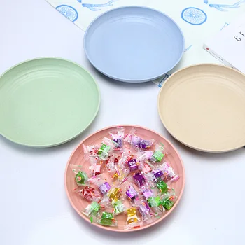 

4Pcs/Set Pure Natural Wheat Straw Dessert Plate Multi-function Plastic Food Dishes Kitchen Plate Tray Candy Snack Plates
