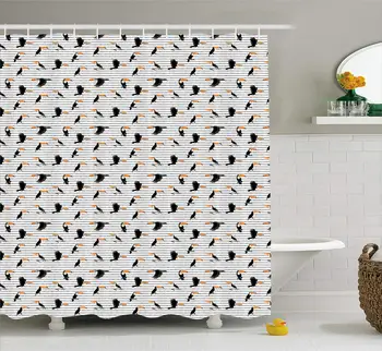 

Exotic Toucan Birds Animal Shower Curtain, with Reinforced Buttonholes, for Bathroom Showers, Stalls and Bathtubs, Machine