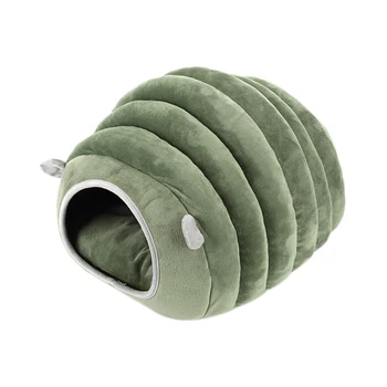 

Cute Pet Cat House Dog Bed Caterpillar Kennel Hamster Cotton Soft Bed Puppy Cave Warm Sleeping Bed Winter Closed Pet Nest Dark G