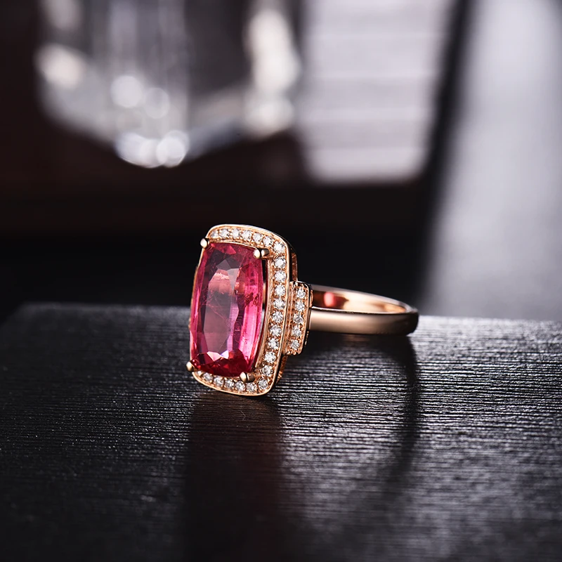 LOVERJEWELRY, женское Твердое 18 к розовое золото, натуральный розовый турмалин, бриллианты, обручальное кольцо, женские обручальные кольца для матери, подарок