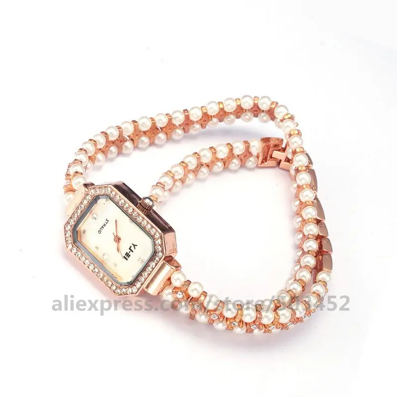 50 шт./лот E-LY 069 женские часы с жемчужным браслетом минимализм милые наручные часы для женщин леди розовое золото Reloj Mujer