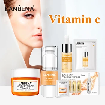 

LANBENA Skin Care Vitamin C Series Face Mask 25ml Whitening Seaberry Facial Cream Makeup Base Primer Serum 7 Day Ampoule Essence