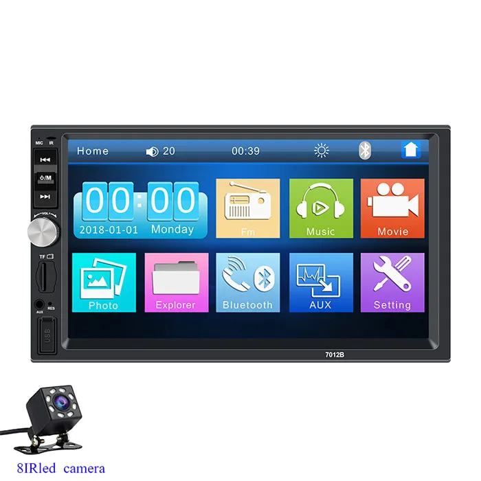 WITH8LED CAMERA Радио 2 Din общие модели автомобилей 7 ''ЖК сенсорный экран плеер Bluetooth аудио поддержка камера заднего вида 7012B - Цвет: WITH8LED CAMERA