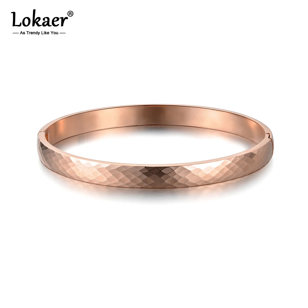Lokaer Классическая титановая сталь браслеты с вырезанной поверхностью роскошный