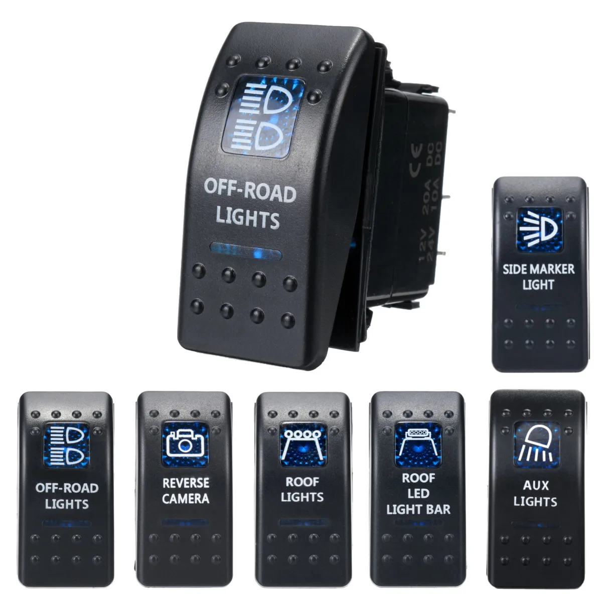 1 pçs 12v 24v carro barco caravana rocker switches à prova ddual água interruptor duplo azul conduziu a barra de luz 4x4|Chaves do carro e relé| -