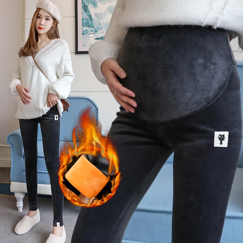 

Maternity Clothes 2019 Winter New Style Kitty Couture Labeling Double-sided Plush Brushed And Thick Pregnant Women Abdominal Sup