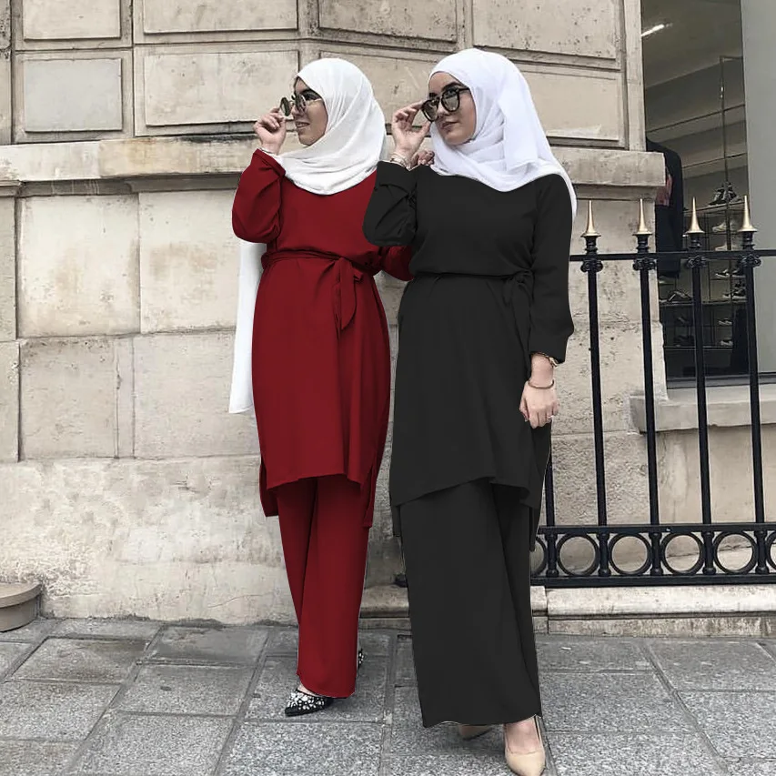 Abaya Set Turkey Dubai Muslim Hijab Dress Tops Pants Abayas for Women Jilbab Caftan Marocain Kaftan Turkish Islamic Clothing