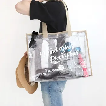 

Waterproof PVC Women Hand Bag Holiday Swimming Beach Shoulder Bag Swimwear Sunglass Towels Storage Organizer Tote Bag