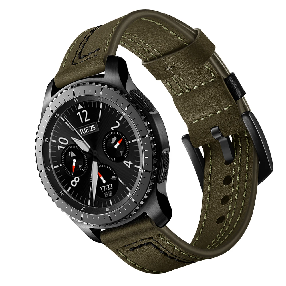 YHNUJM ремешок из натуральной кожи для samsung gear S3 Frontier Смарт-часы 22 мм браслет
