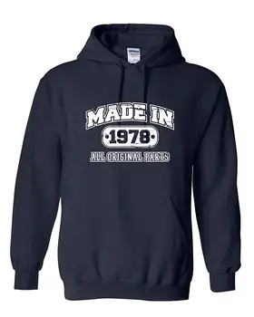 

40th Birthday Hoodie Made in 1978 Sweatshirt Mens Funny Hoodie 2XL Navy Men Women Hoodie Sweatshirt