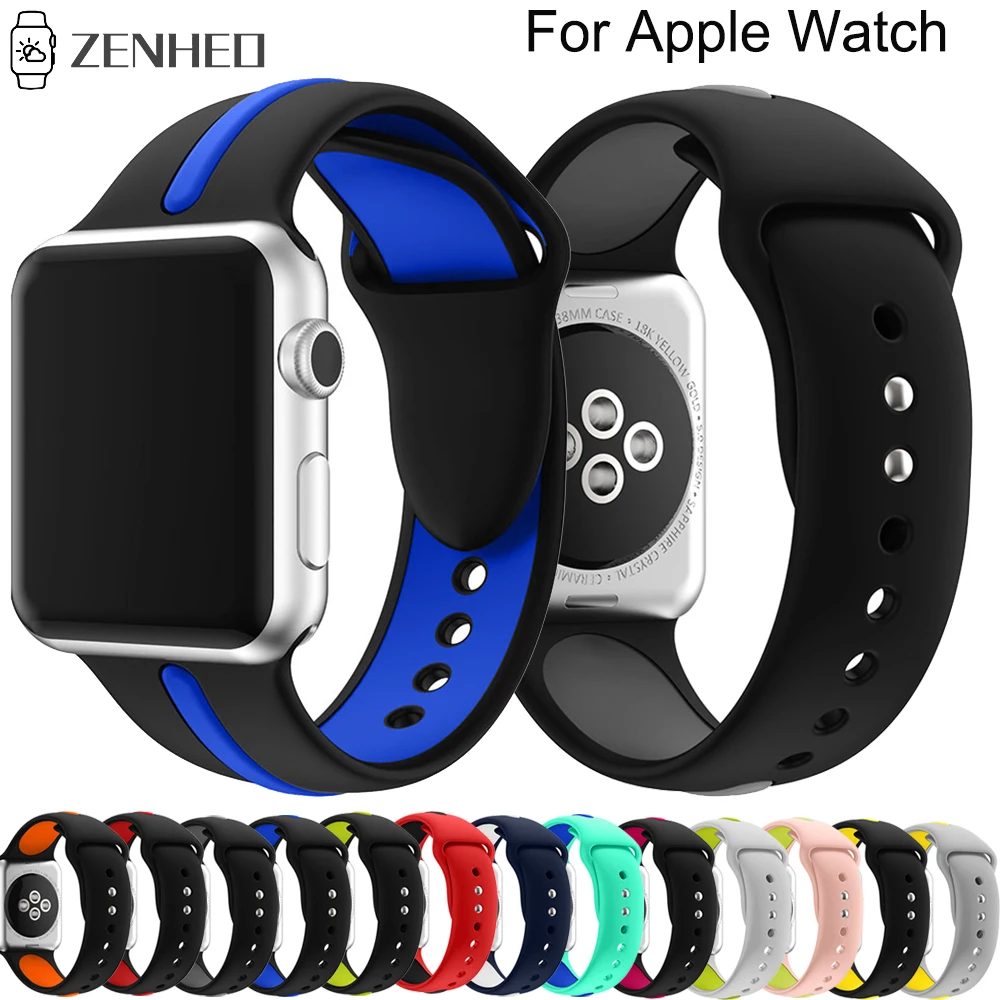 Ремешок силиконовый для Apple Watch band 38 мм 42 браслет смарт часов iWatch 4 44 40 аксессуары