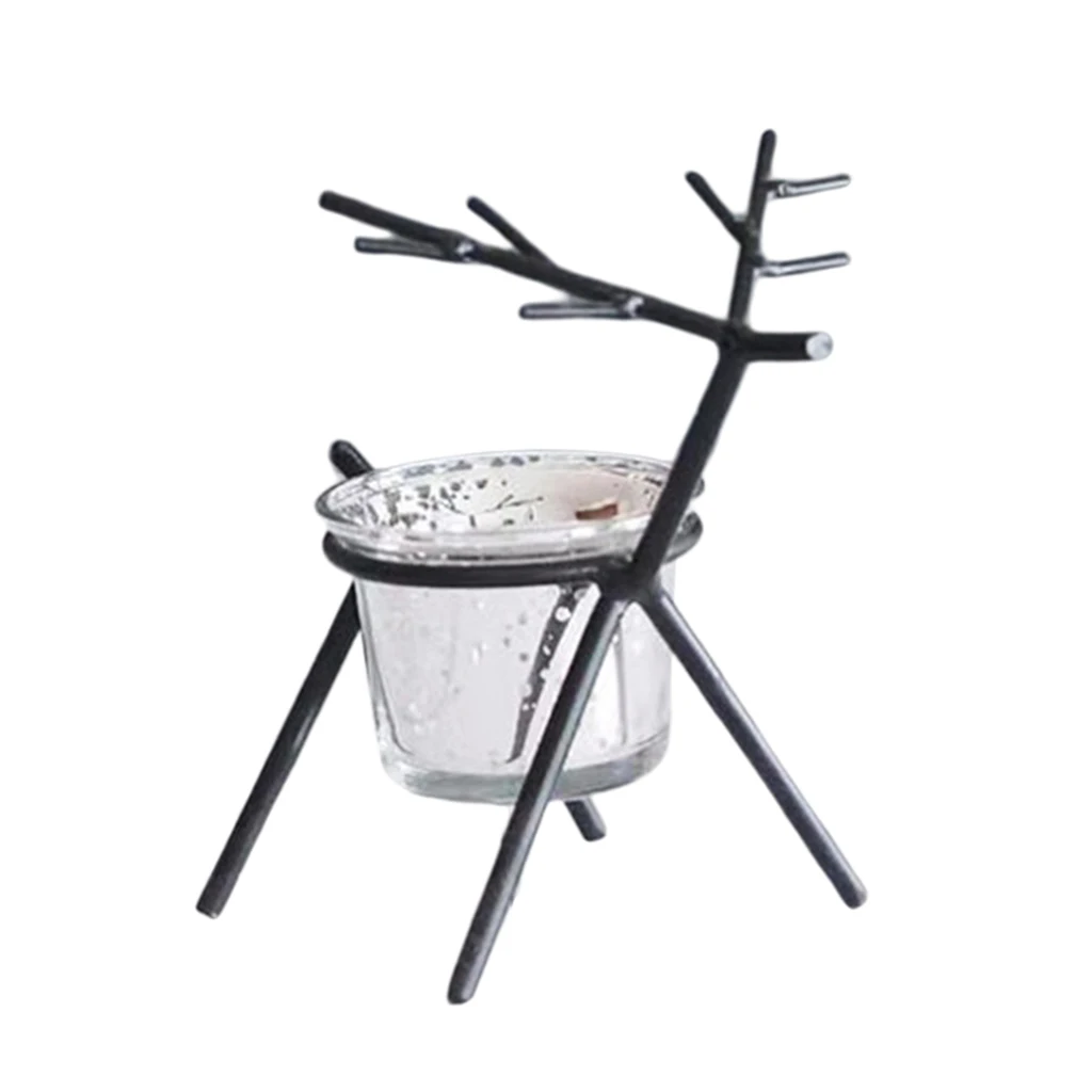 Cute Iron Reindeer Candle Holder Tealight Holder Table Centerpieces Christmas Decoration Photo Prop Home Bar Cafe Ornament