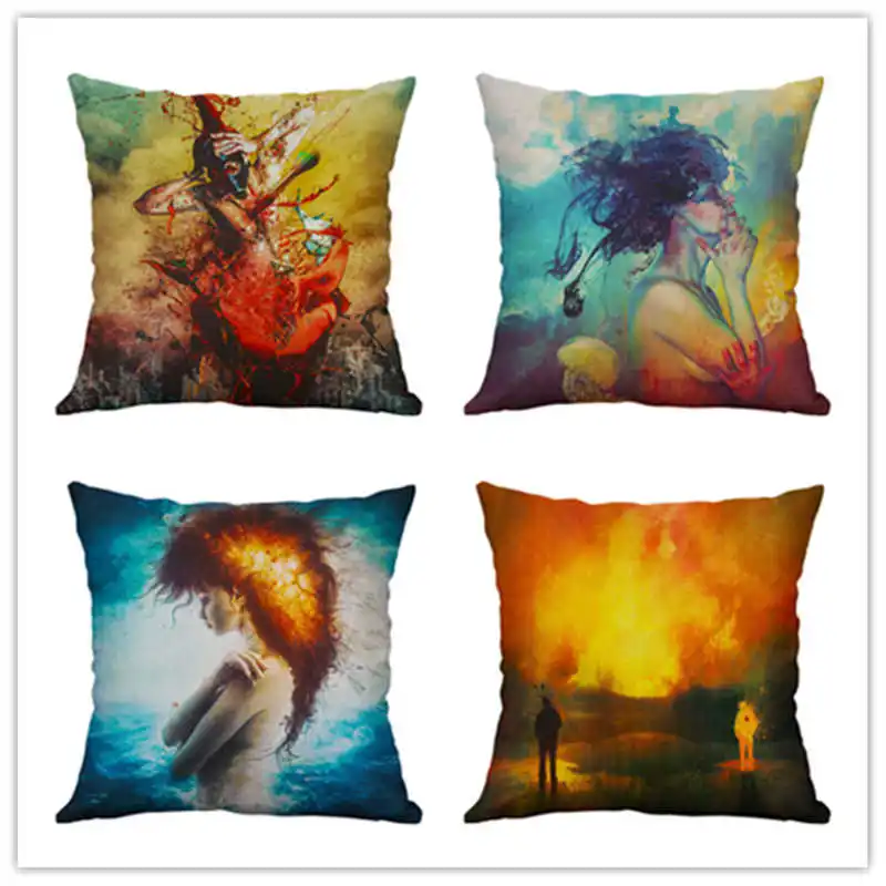 

Abstract drawing pillow cover sofa waist cushion cover home decoration pillow